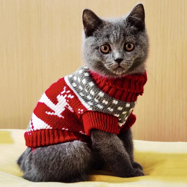 Cute Cat Sweater - Winter Warm Pet Clothes for Cats