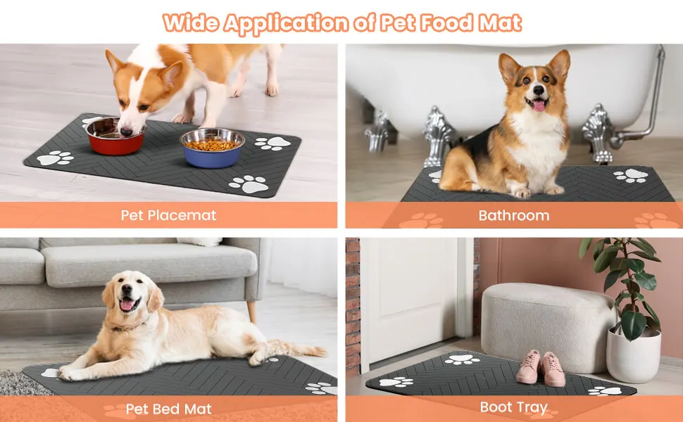 Pet Feeding Mat-Absorbent Pet Placemat for Food and Water Bowl, with Waterproof Rubber Backing, Quick Dry Water Mat for Dog Cat Pet Feeding Mat-Absorbent Pet Placemat for Food and Water Bowl, with Waterproof Rubber Backing, Quick Dry Water Mat for Dog Cat