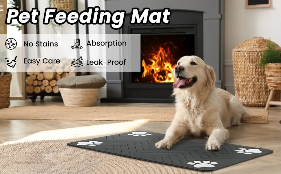 Pet Feeding Mat-Absorbent Pet Placemat for Food and Water Bowl, with Waterproof Rubber Backing, Quick Dry Water Mat for Dog Cat Pet Feeding Mat-Absorbent Pet Placemat for Food and Water Bowl, with Waterproof Rubber Backing, Quick Dry Water Mat for Dog Cat