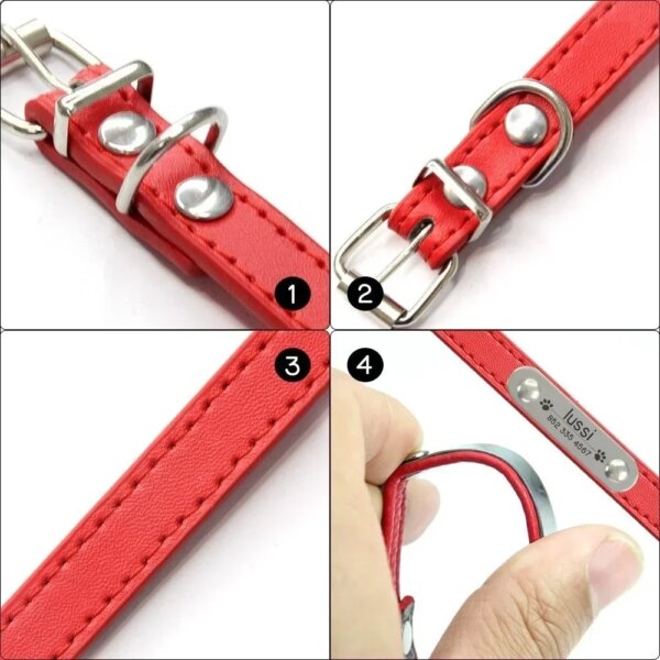 Personalized PU Leather Dog Collar with Engraved ID - Image 4