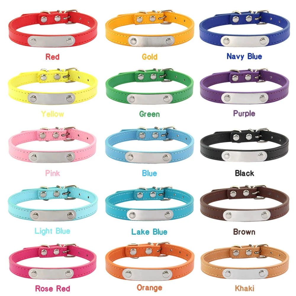 Personalized Dog Collar Name Carved ID Anti-lost Solid PU Leather Collar For Small Medium Large Dogs Puppy Cat Pet Supplies Pink Personalized Dog Collar Name Carved ID Anti-lost Solid PU Leather Collar For Small Medium Large Dogs Puppy Cat Pet Supplies Pink