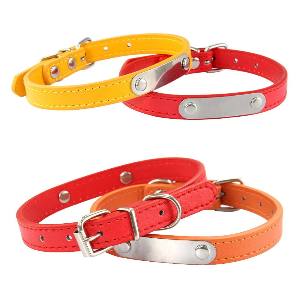 Personalized Dog Collar Name Carved ID Anti-lost Solid PU Leather Collar For Small Medium Large Dogs Puppy Cat Pet Supplies Pink Personalized Dog Collar Name Carved ID Anti-lost Solid PU Leather Collar For Small Medium Large Dogs Puppy Cat Pet Supplies Pink