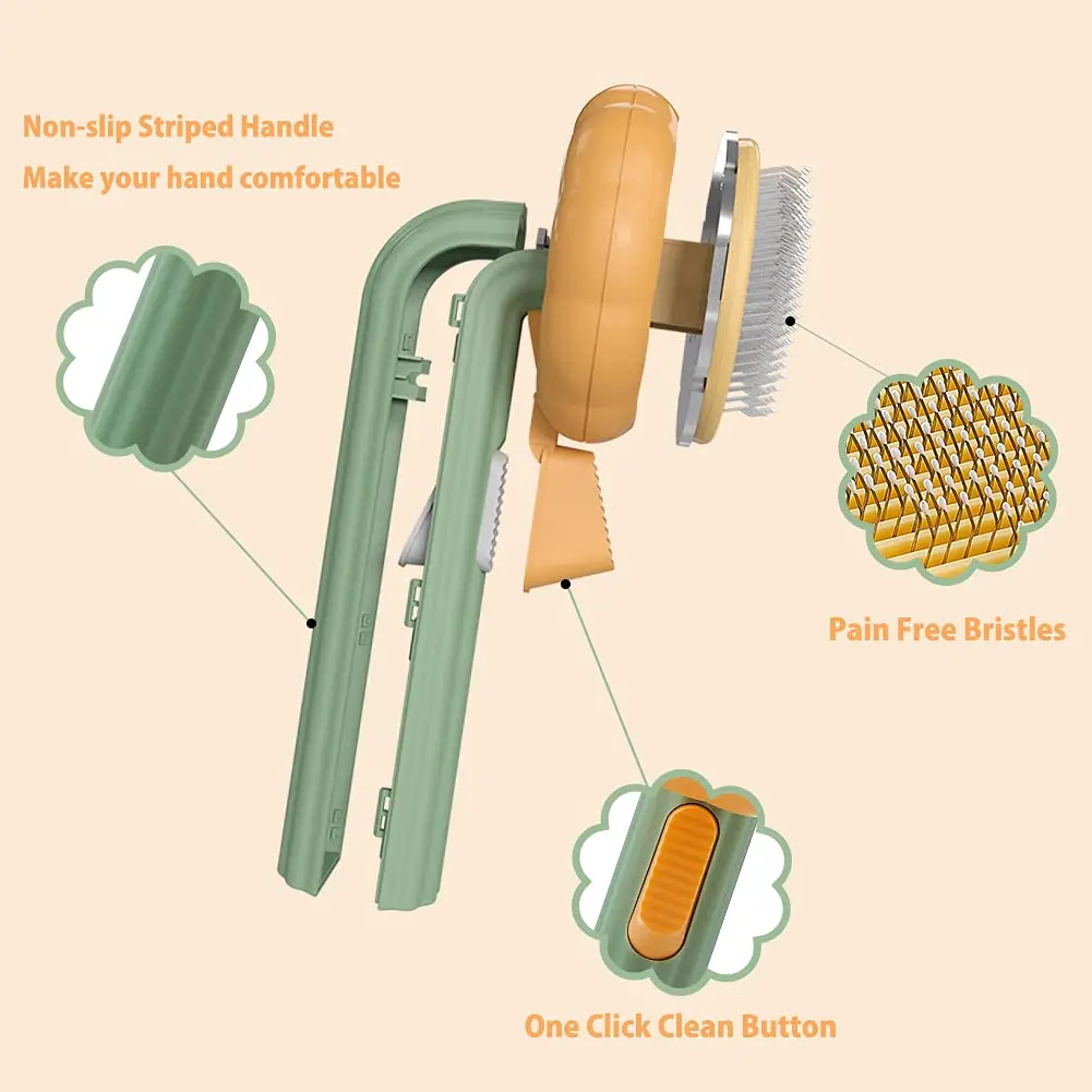 Pumpkin Pet Brush, Self Cleaning Slicker Brush for Shedding Dog Cat Grooming Comb Removes Loose Underlayers and Tangled Hair, Pumpkin Pet Brush, Self Cleaning Slicker Brush for Shedding Dog Cat Grooming Comb Removes Loose Underlayers and Tangled Hair,
