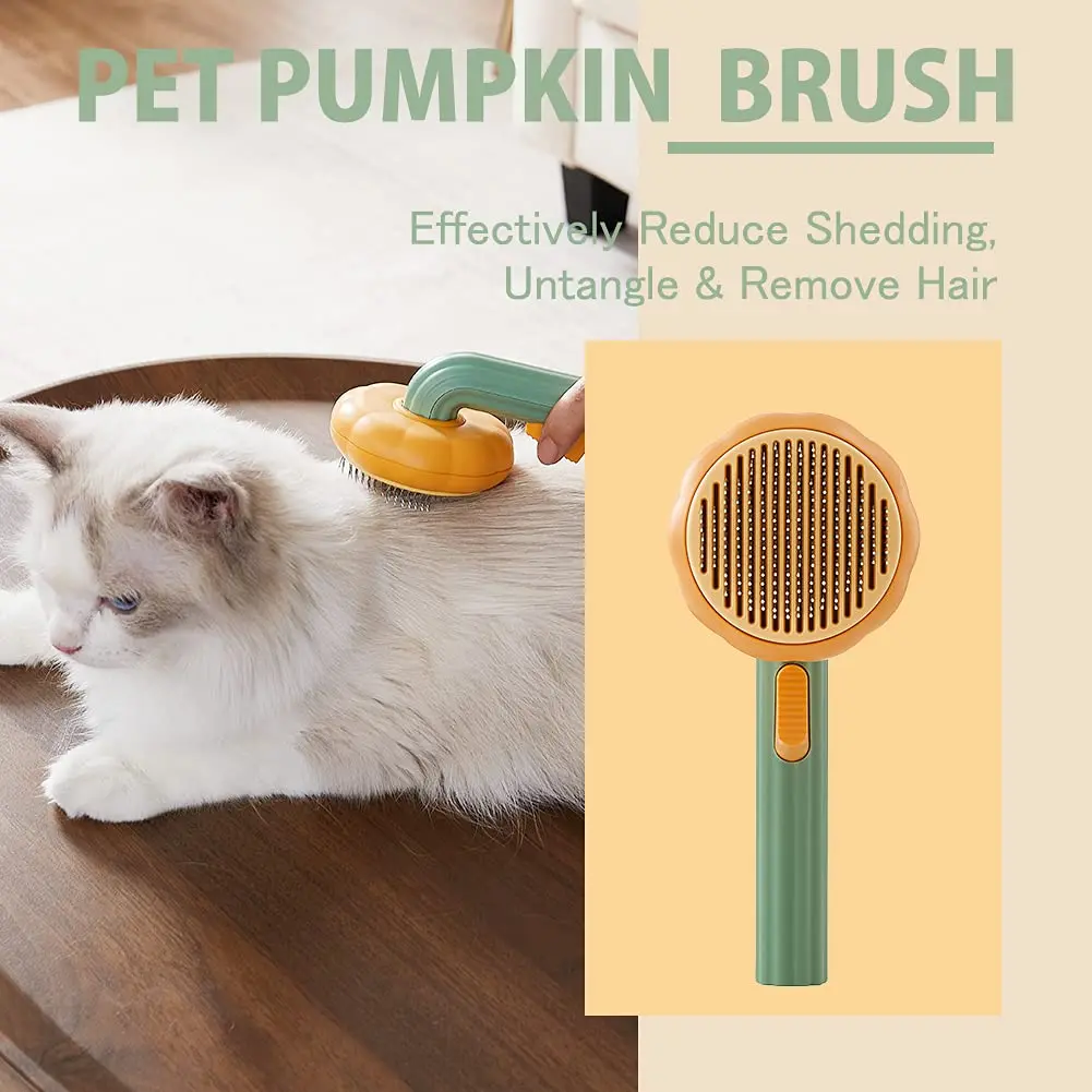 Pumpkin Pet Brush, Self Cleaning Slicker Brush for Shedding Dog Cat Grooming Comb Removes Loose Underlayers and Tangled Hair, Pumpkin Pet Brush, Self Cleaning Slicker Brush for Shedding Dog Cat Grooming Comb Removes Loose Underlayers and Tangled Hair,