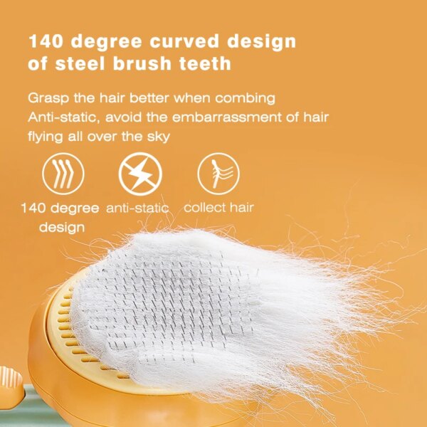 Pumpkin Self-Cleaning Pet Brush - Image 4