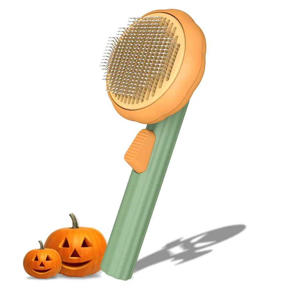 Pumpkin Pet Brush, Self Cleaning Slicker Brush for Shedding Dog Cat Grooming Comb Removes Loose Underlayers and Tangled Hair, Pumpkin Pet Brush, Self Cleaning Slicker Brush for Shedding Dog Cat Grooming Comb Removes Loose Underlayers and Tangled Hair,