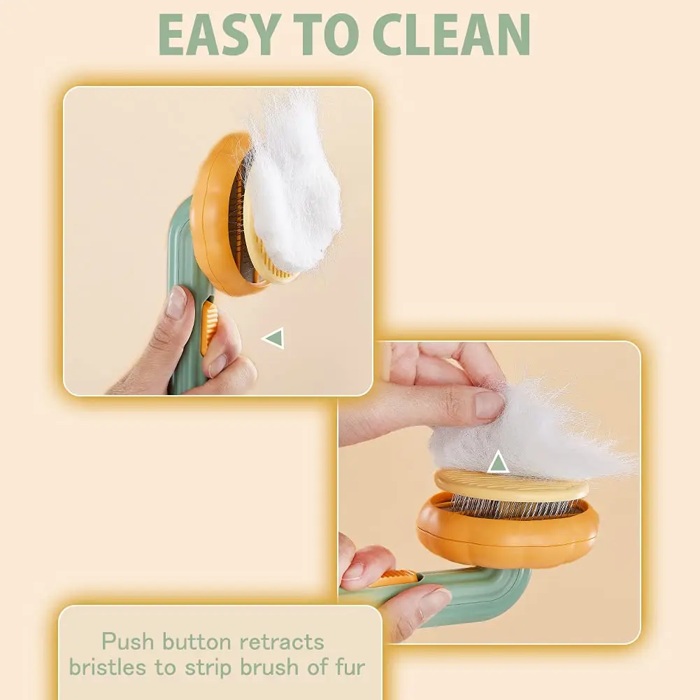 Pumpkin Pet Brush, Self Cleaning Slicker Brush for Shedding Dog Cat Grooming Comb Removes Loose Underlayers and Tangled Hair, Pumpkin Pet Brush, Self Cleaning Slicker Brush for Shedding Dog Cat Grooming Comb Removes Loose Underlayers and Tangled Hair,
