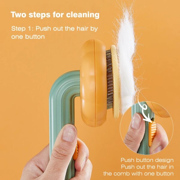 Pumpkin Self-Cleaning Pet Brush - Image 3