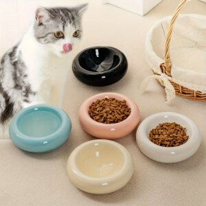 Ceramic Donut-Shaped Non-Slip Cat Bowl
