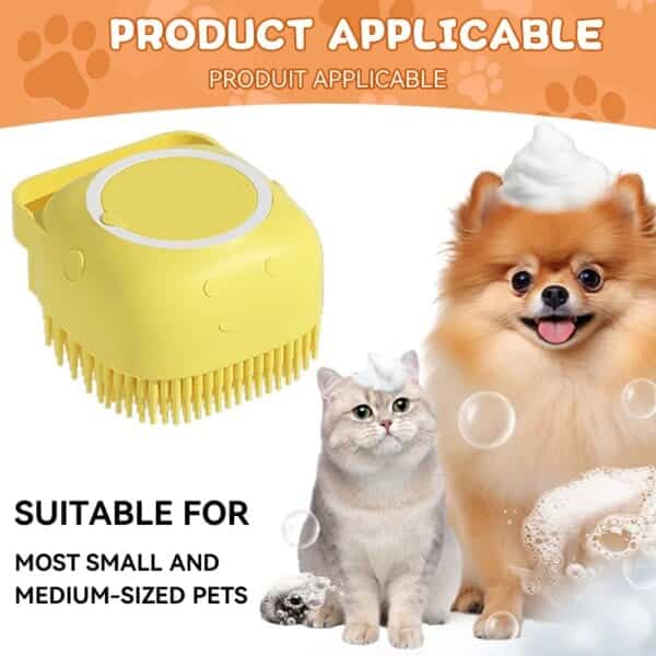 Soft silicone brush for pet grooming and shampoo dispensing. - Image 5