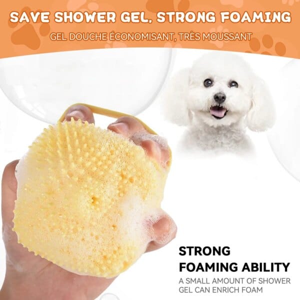 Soft silicone brush for pet grooming and shampoo dispensing. - Image 4