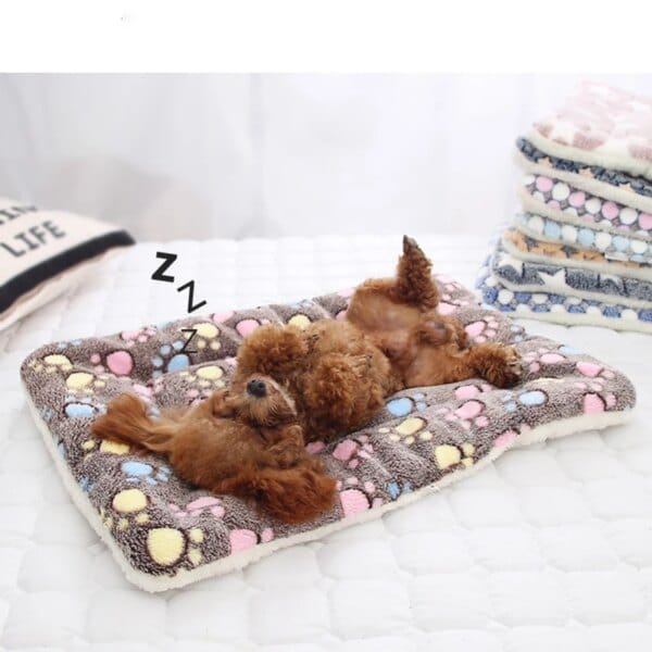 Soft flannel pet bed for small to large dogs, warm and cozy for cats and perfect for puppies with pillow and soft blanket.