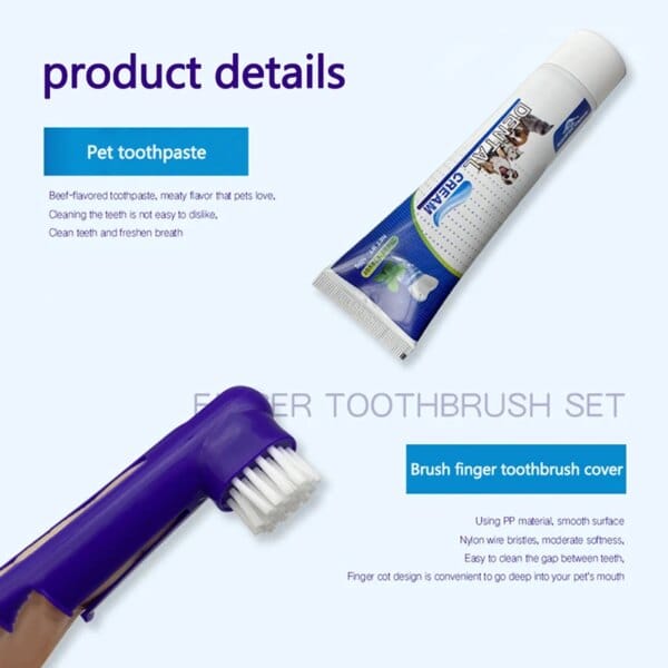 Pets Tartar Control Kit for Dogs Contains Toothpaste Toothbrush and Fingerbrush 4-Piece Dental Care - Image 5