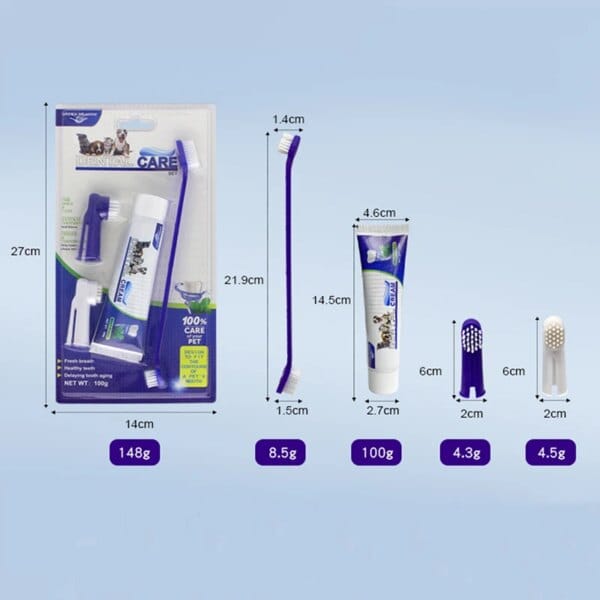Pets Tartar Control Kit for Dogs Contains Toothpaste Toothbrush and Fingerbrush 4-Piece Dental Care - Image 6